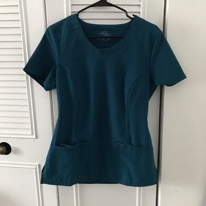 Cherokee Infinity Caribbean Blue Scrub Top